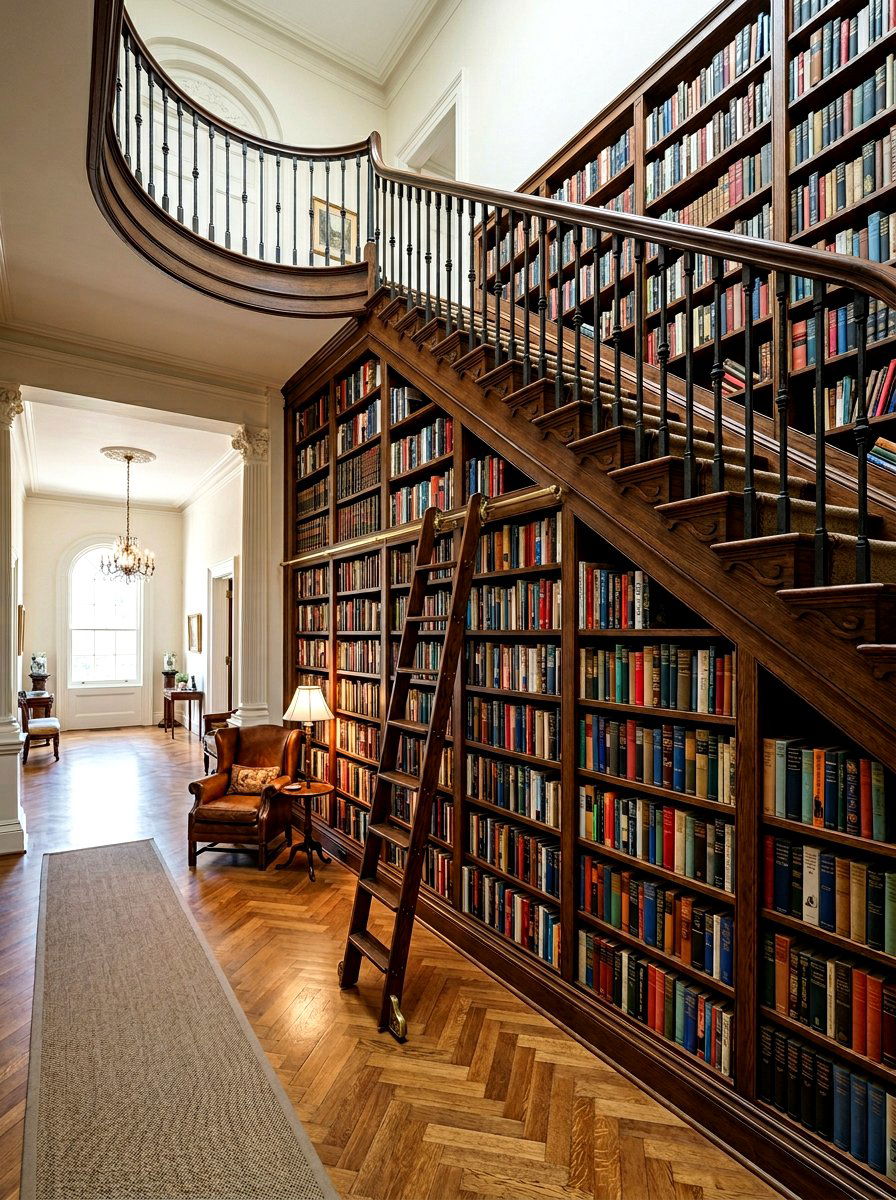 Floor To Ceiling Under Staircase Library - 30 under staircase bookshelf ideas