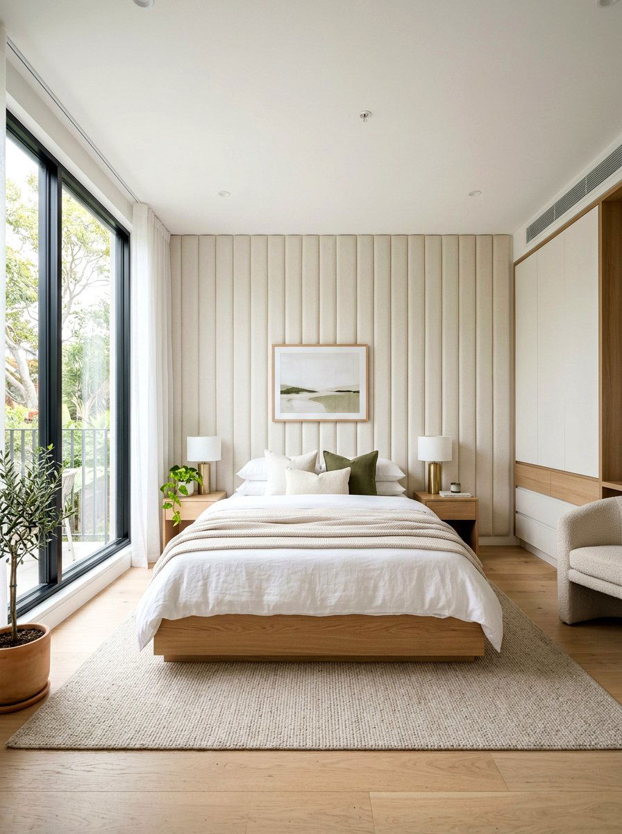 Floor To Ceiling Vertical Lines - 30 upholstered wall bedroom ideas