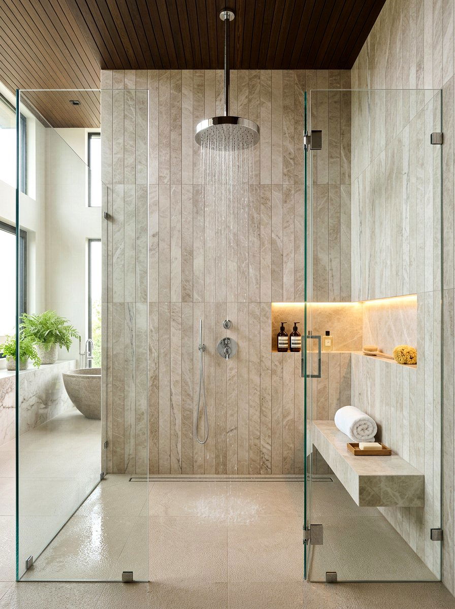 Floor To Ceiling Vertical Tile - 30 vertical tile shower ideas