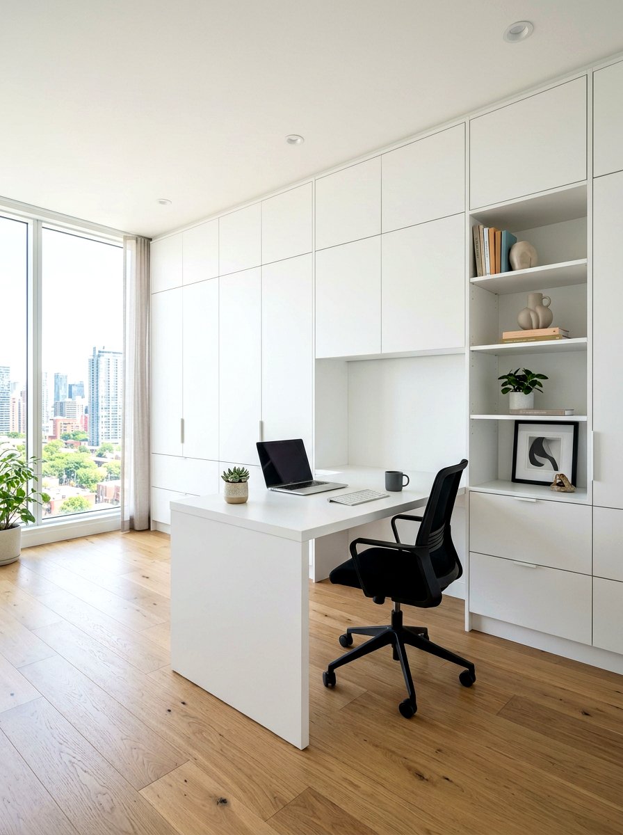 Floor To Ceiling White Office Cabinets - 30 white office built in ideas