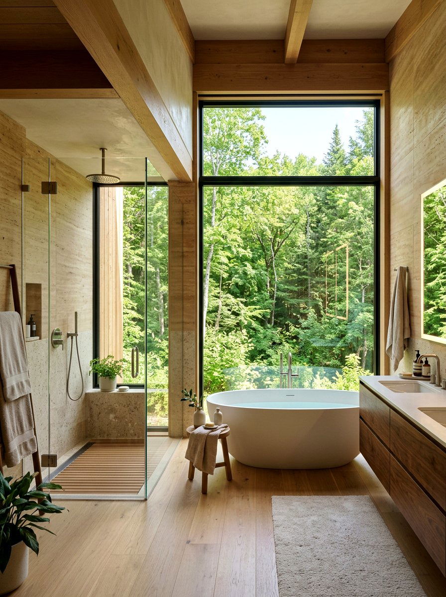 Floor To Ceiling Window - 30 wellness bathroom ideas