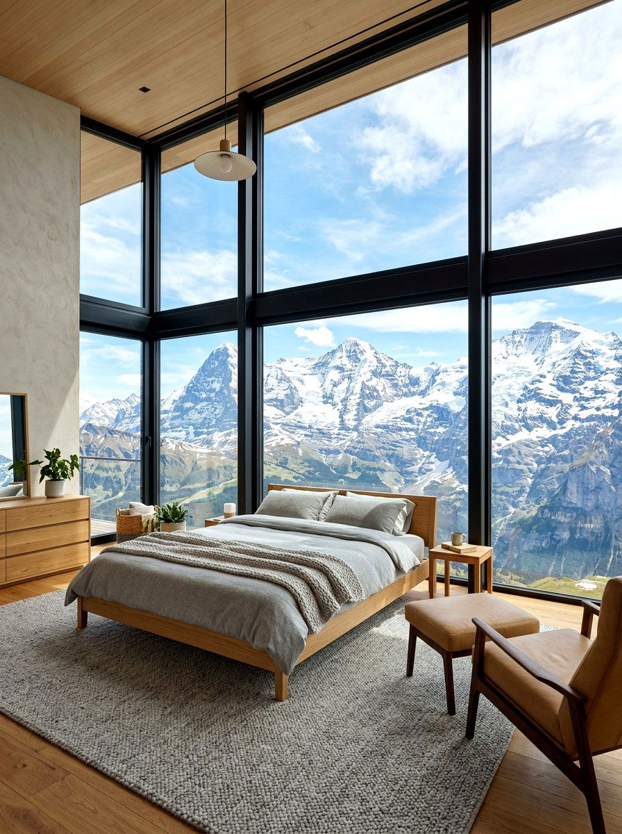 Floor To Ceiling Window Bedroom - 30 mountain modern bedroom ideas