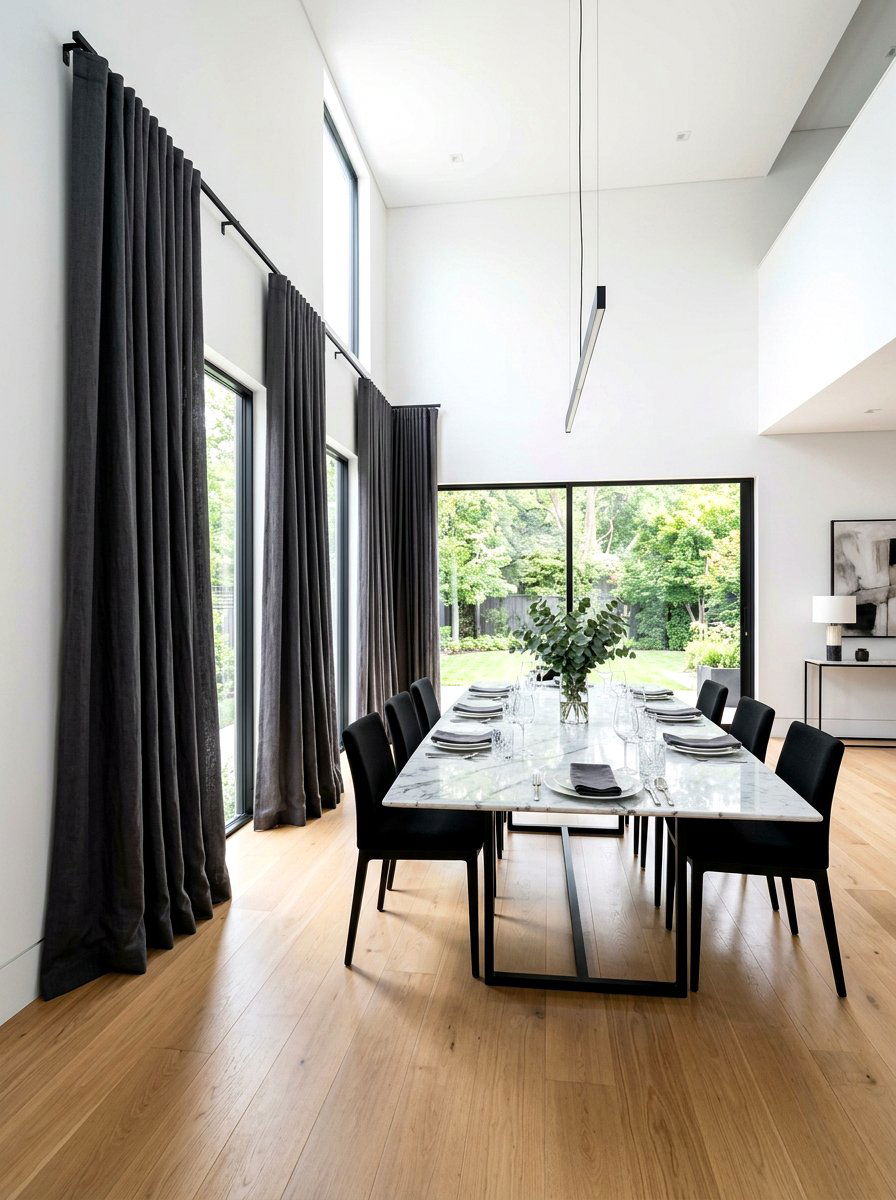Floor To Ceiling Window Drapes - 30 dining room draped curtains ideas