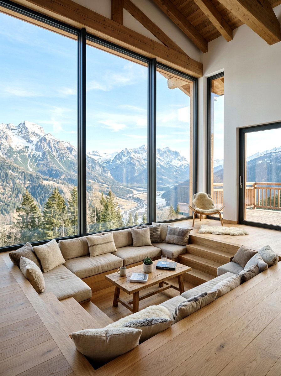 Floor To Ceiling Window Sunken Pit - 30 conversation pit living room ideas