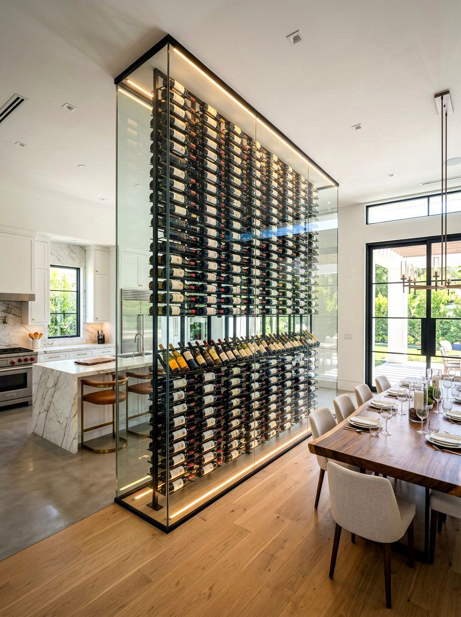 Floor To Ceiling Wine Wall - 30 wine storage kitchen ideas