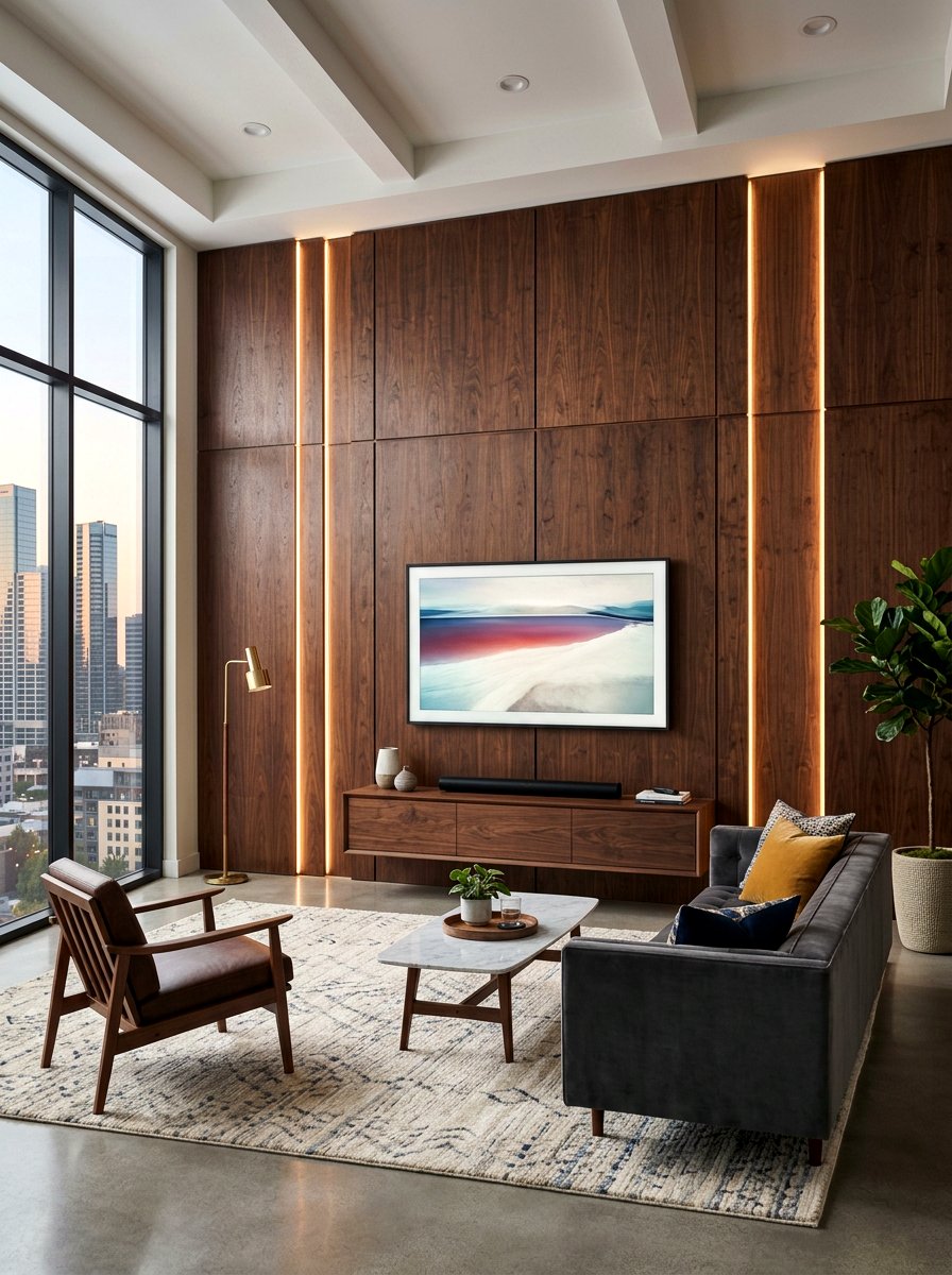 Floor To Ceiling Wood Panels - 30 tv wall ideas