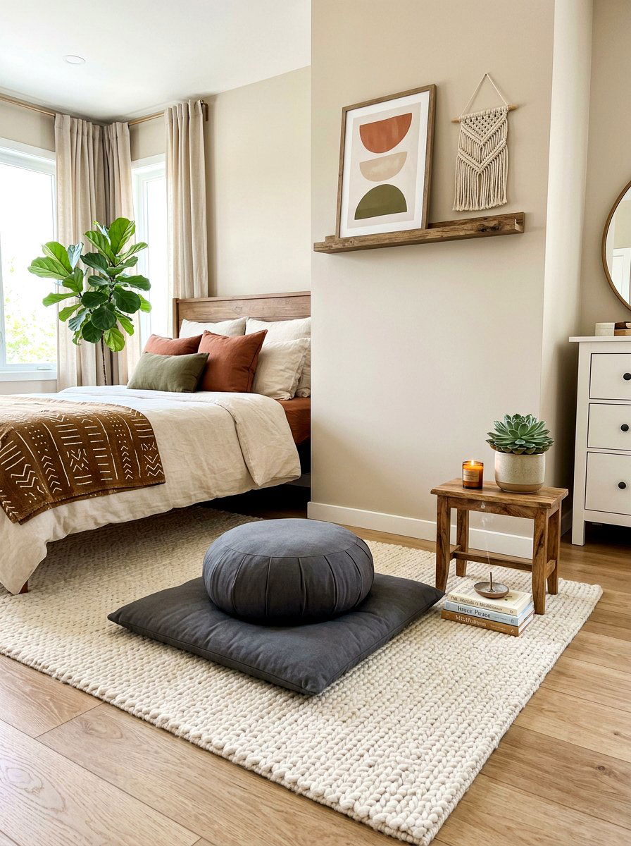 Floor cushion meditation corner bedroom - 30 meditation corner bedroom ideas