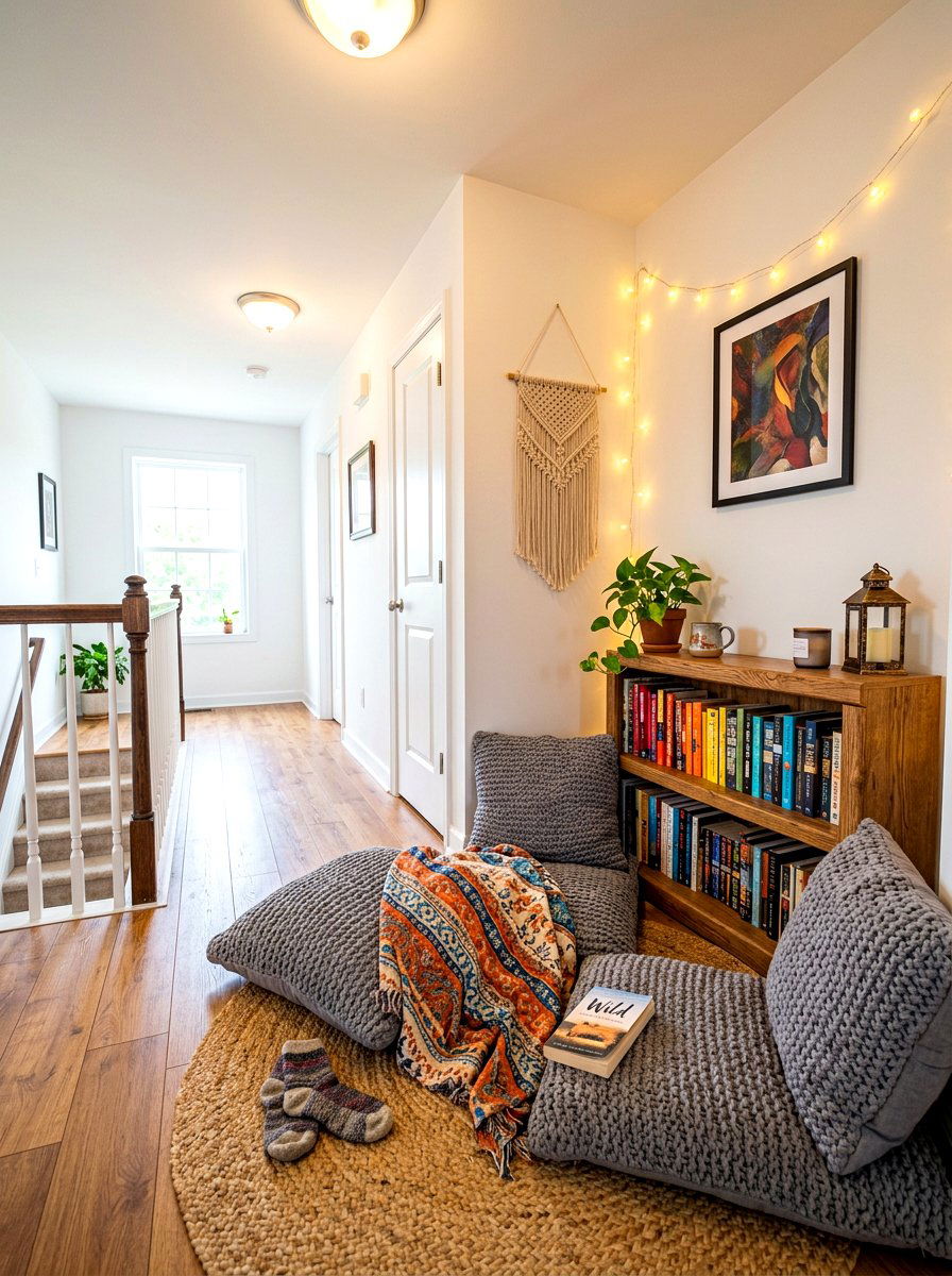 Floor cushion reading spot - 30 hallway reading nook ideas