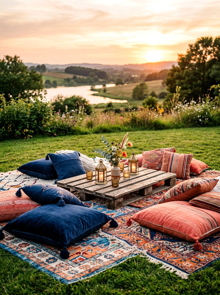 Floor cushion seating - 30 backyard party ready ideas