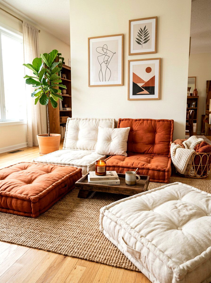 Floor cushion seating area - 30 bedroom reading corner ideas
