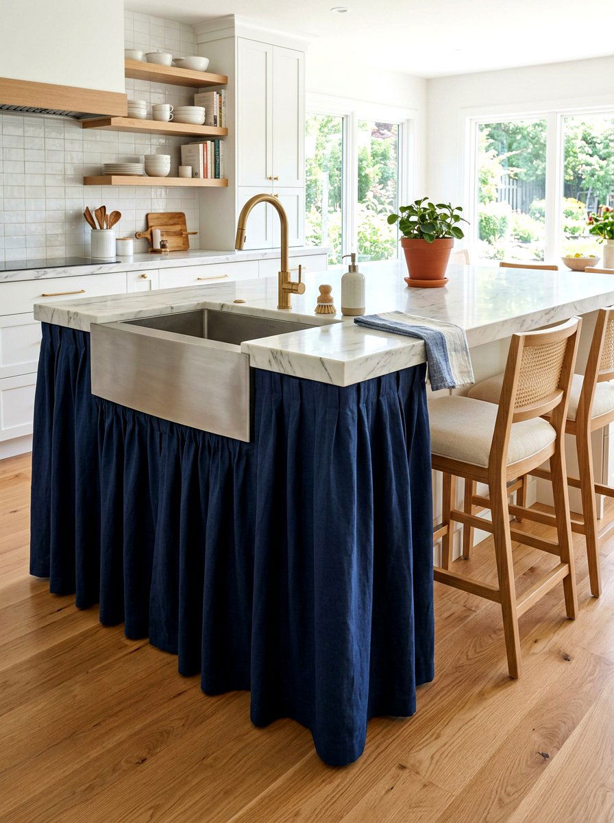 Floor length sink skirt - 30 skirted sink ideas