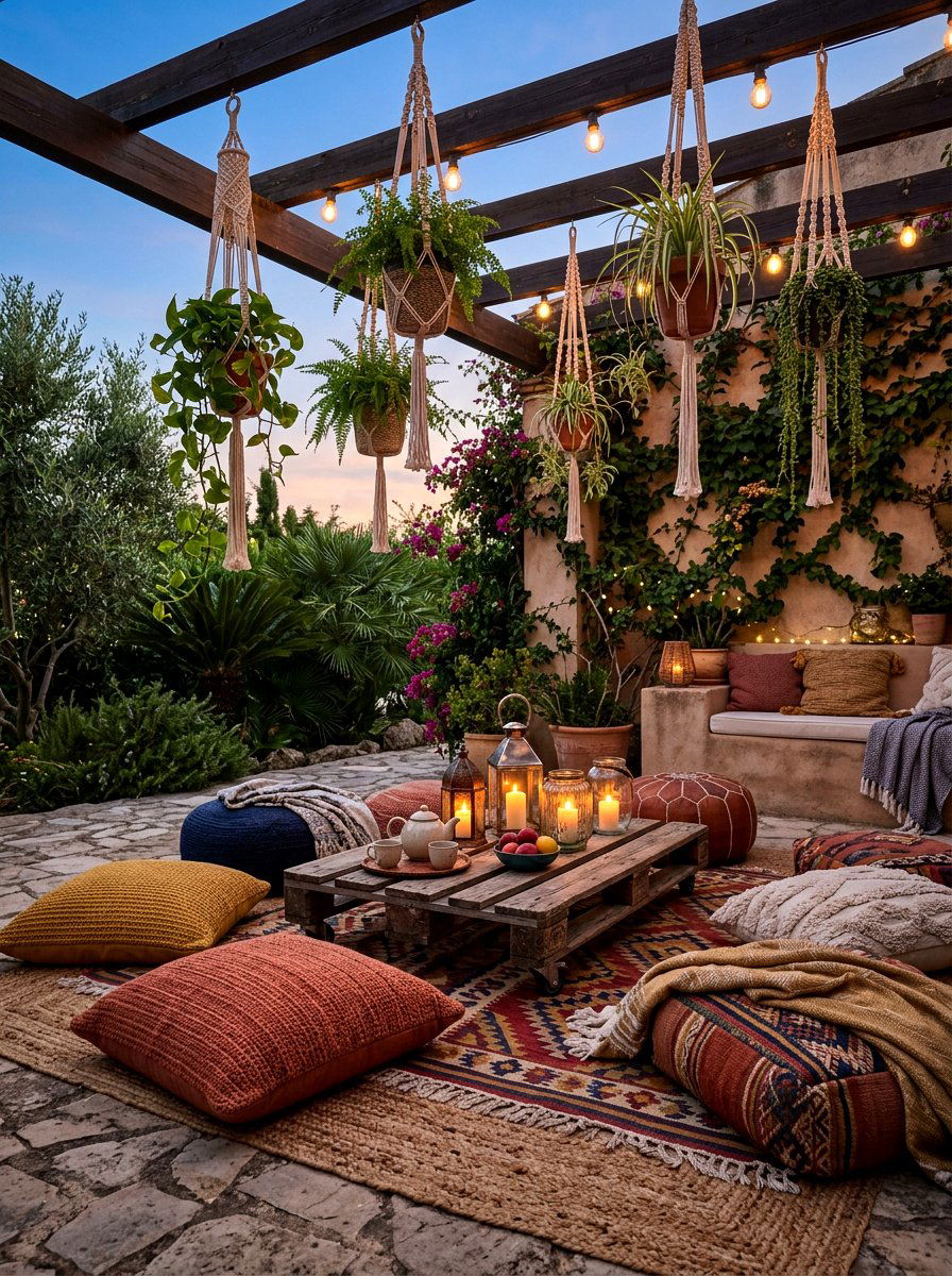 Floor pillow patio - 30 twilight patio decor ideas