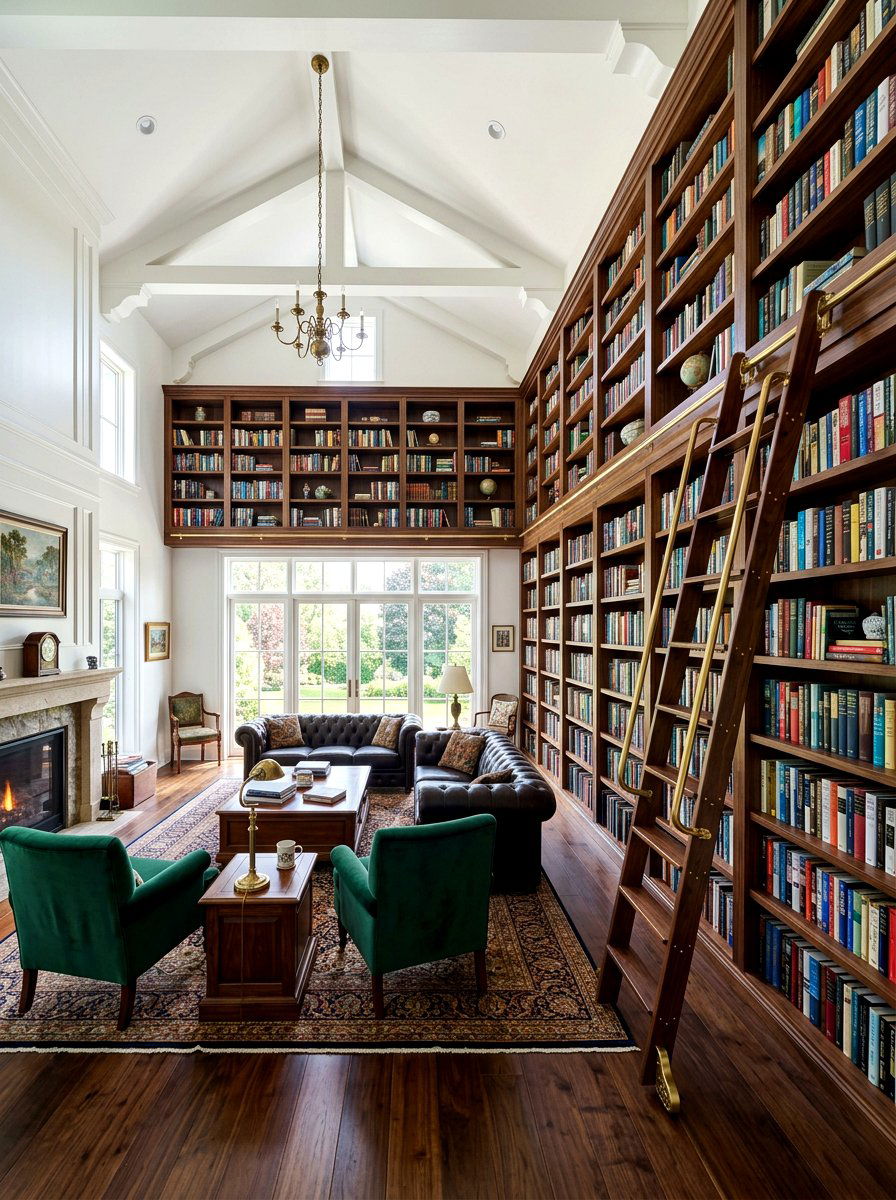 Floor to ceiling bookcases - 30 family friendly living room storage ideas