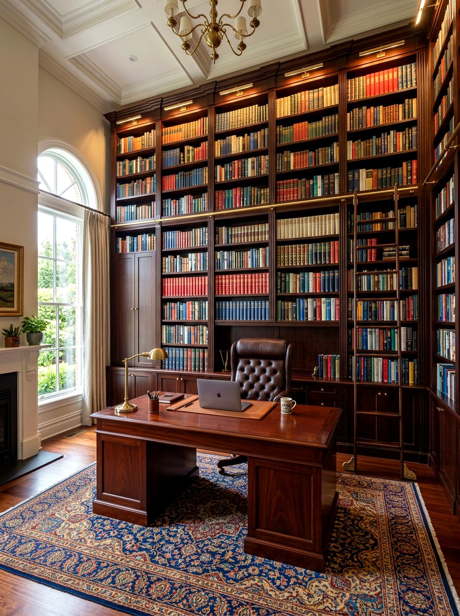 Floor to ceiling bookshelf office - 30 book lover office ideas