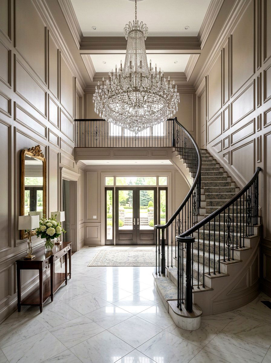 Floor to ceiling box molding - 30 foyer wall molding ideas