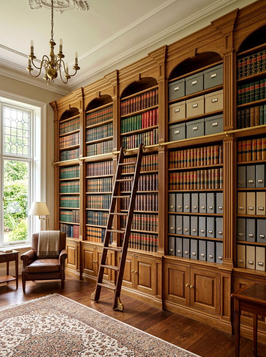 Floor to ceiling built in shelving - 30 home archive room ideas