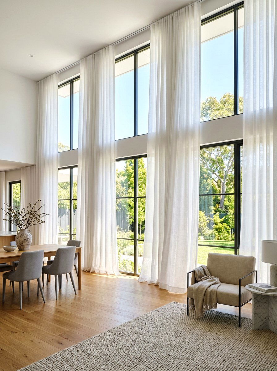 Floor to ceiling curtains - 30 small living room ideas