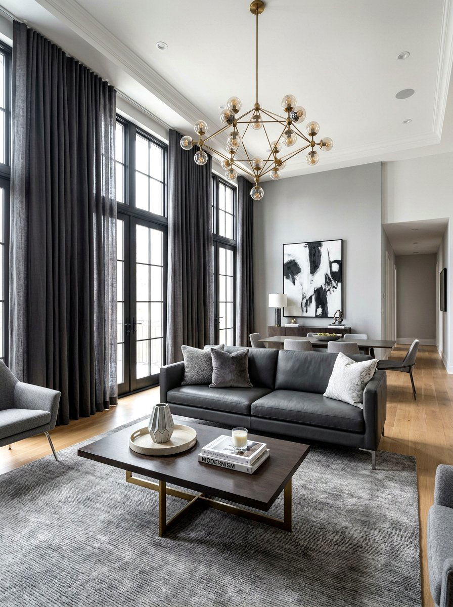 Floor to ceiling curtains - 30 hotel chic living room ideas
