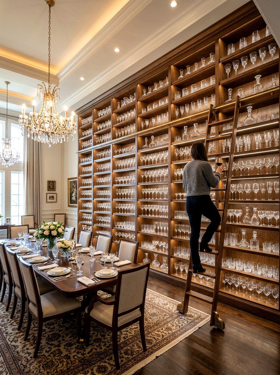 Floor to ceiling glassware shelving - 30 glassware display ideas