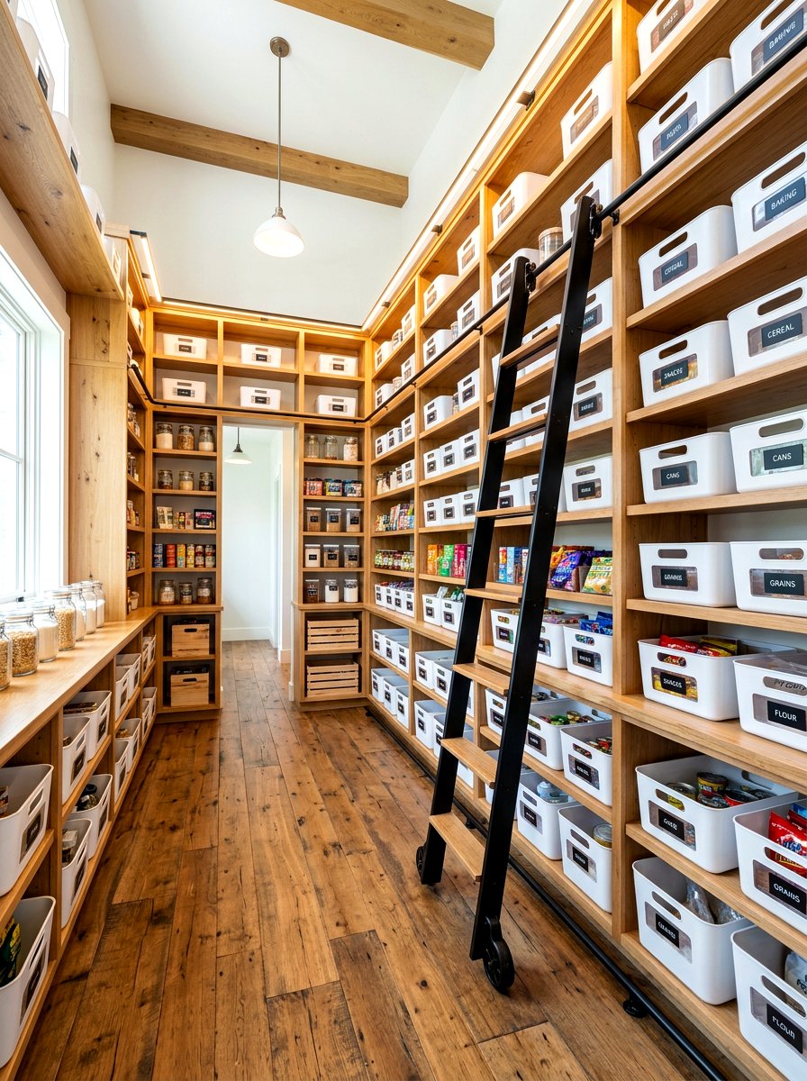 Floor to ceiling pantry shelves - 30 farmhouse pantry shelving ideas