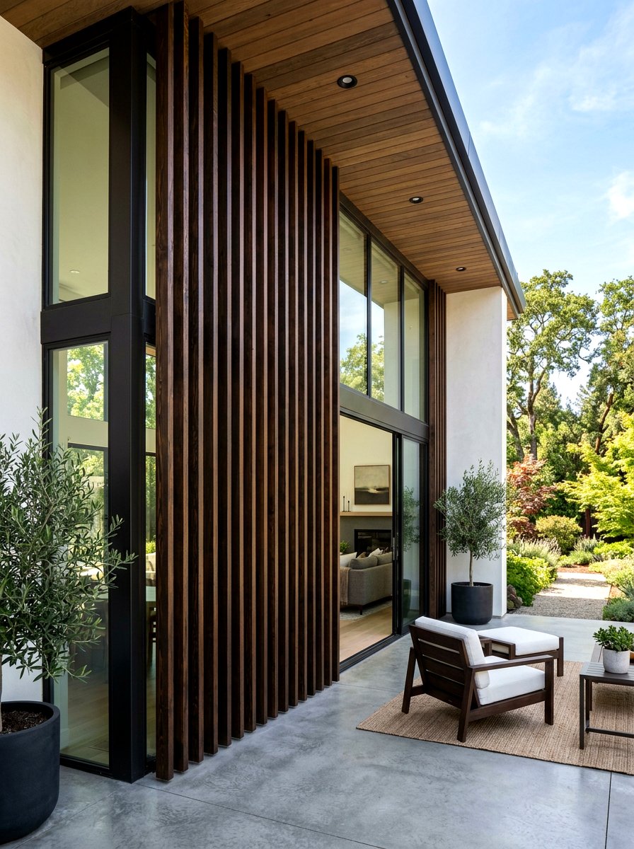 Floor to ceiling vertical slats - 30 porch slat wall ideas
