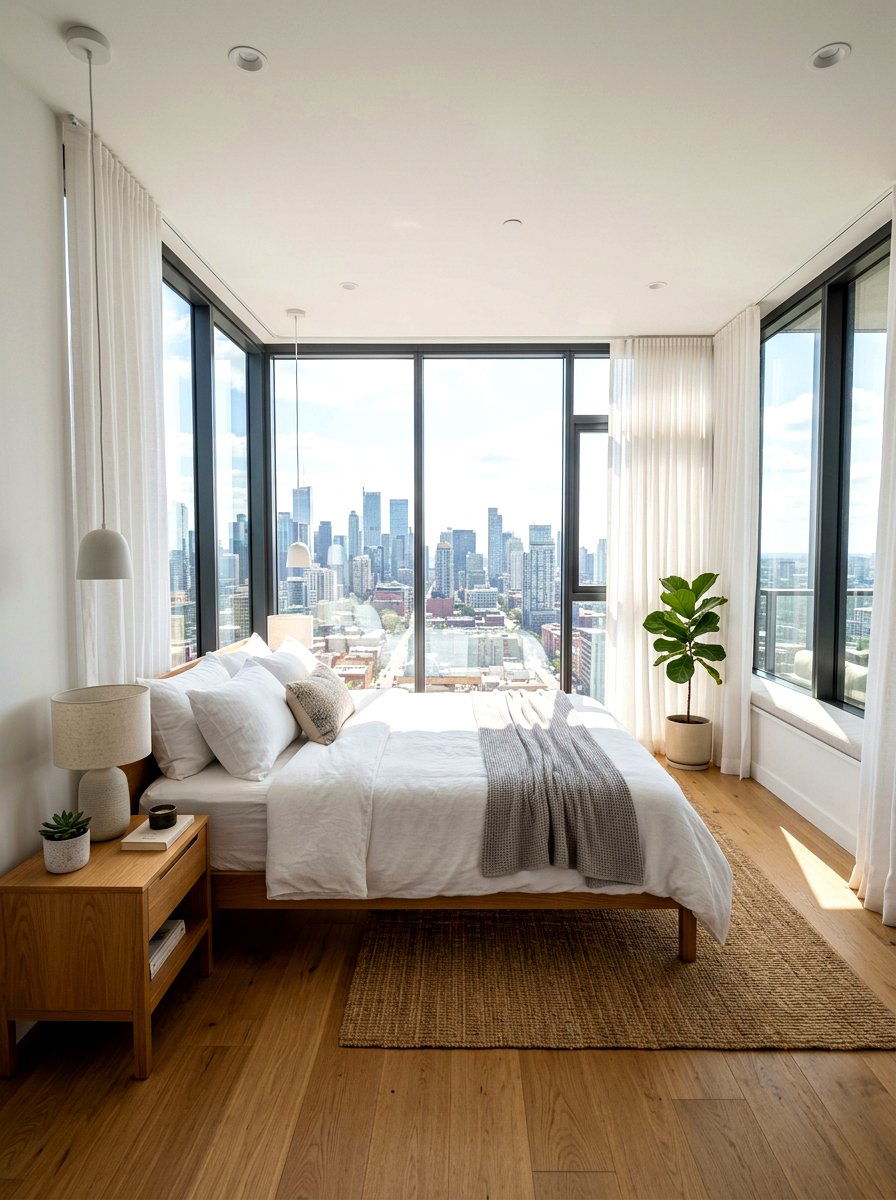 Floor to ceiling window bedroom - 30 Paris apartment bedroom ideas