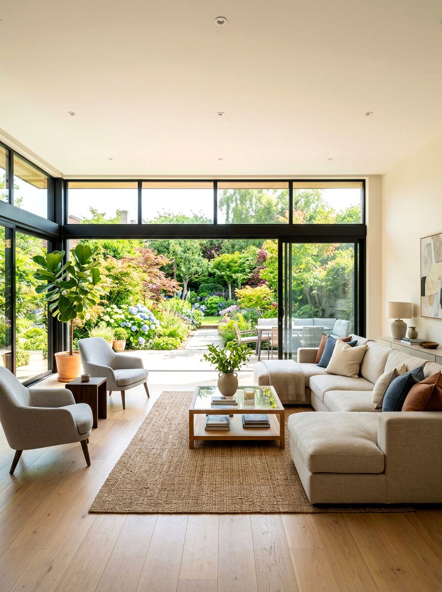 Floor to ceiling windows living room - 30 sun washed living room ideas