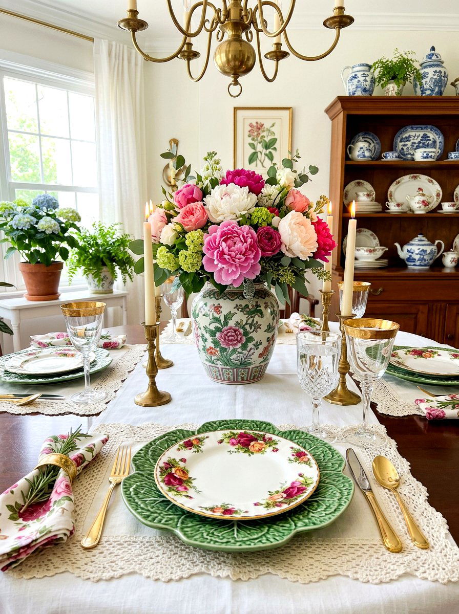 Floral And Cabbage Plate - 30 cabbage plate tablescape ideas