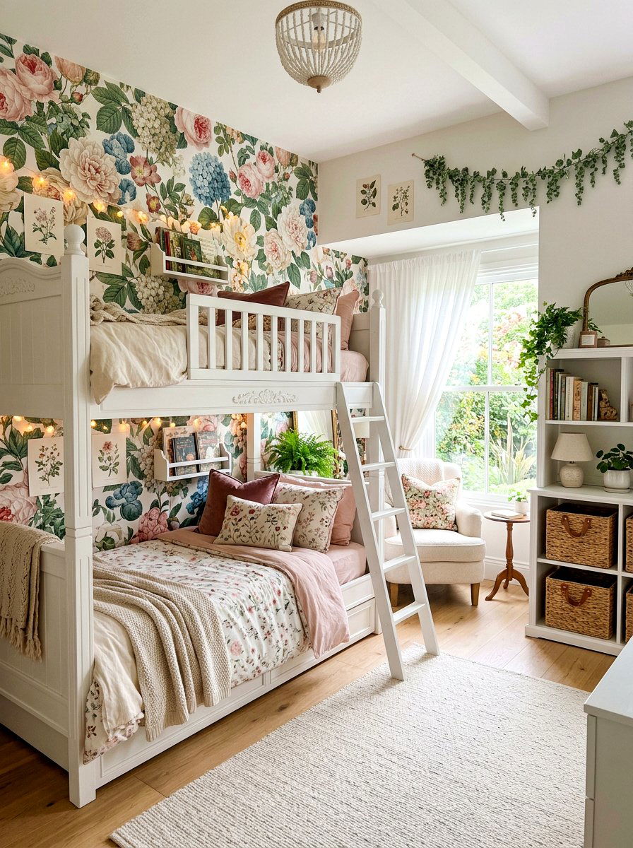 Floral Bunk Room - 30 bunk room aesthetic ideas