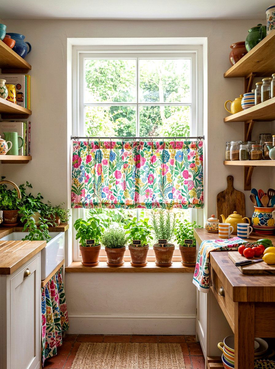 Floral Cafe Curtain Kitchen - 30 cafe curtain kitchen ideas