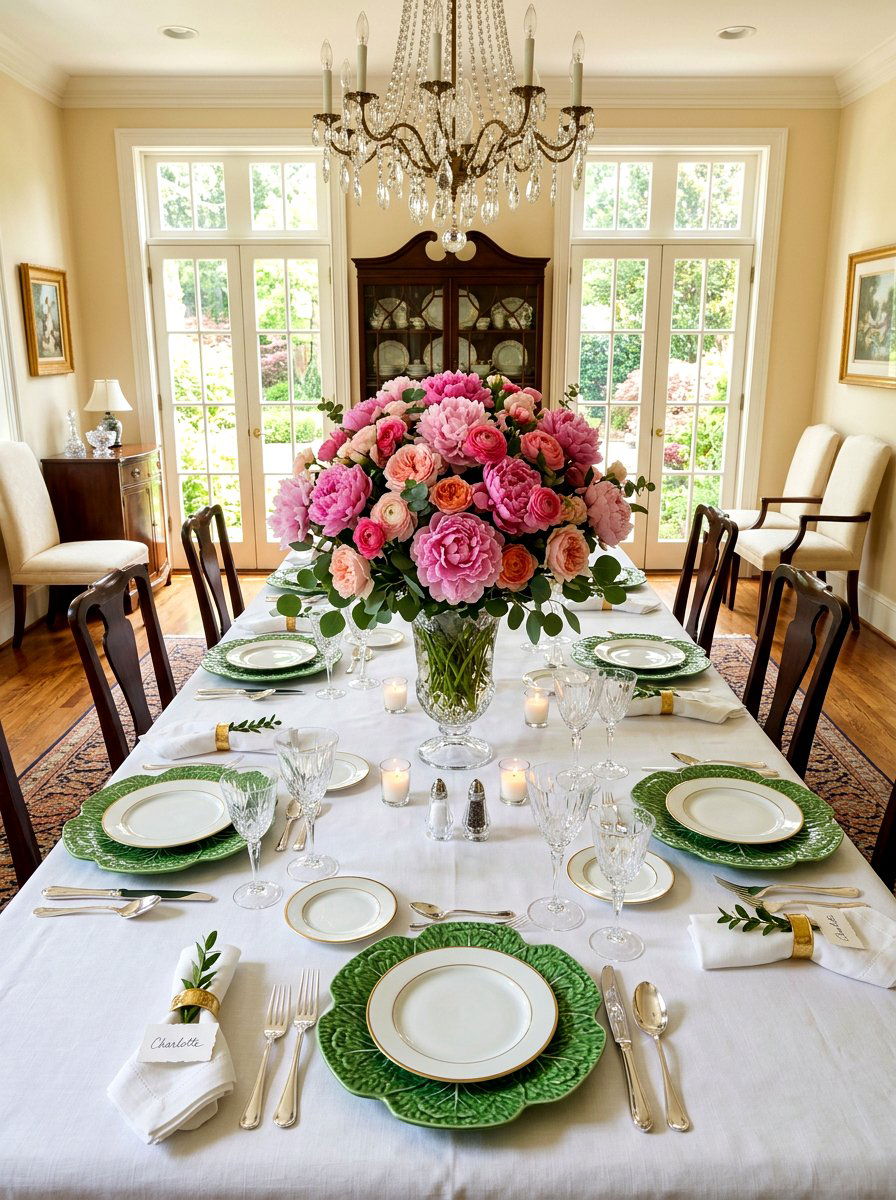 Floral Centerpiece Table - 30 lettuce plate dining ideas