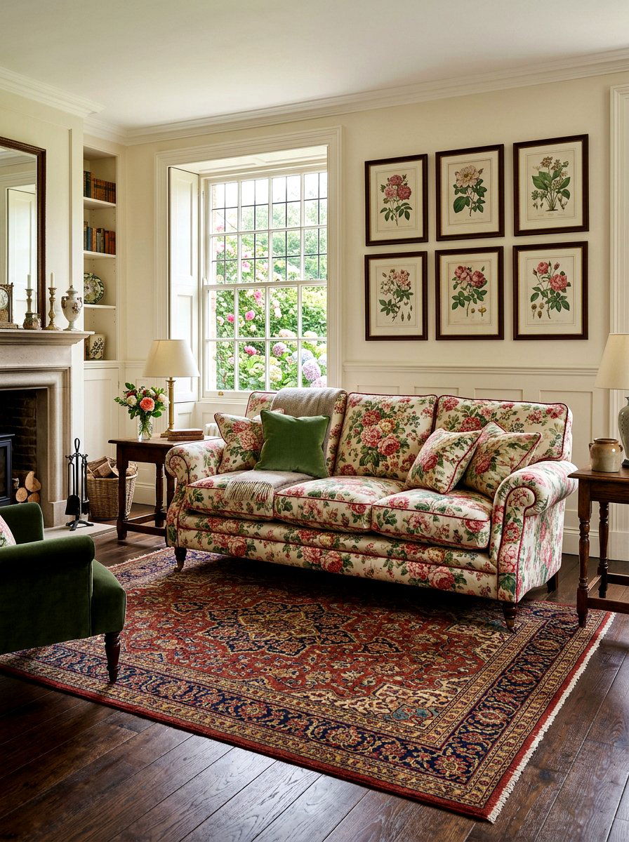 Floral Chintz Sofa - 30 English country living room ideas