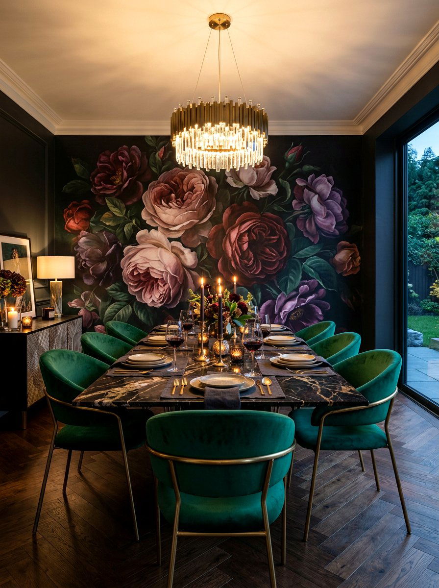 Floral Dining Room Mural - 30 dining room wall decor ideas