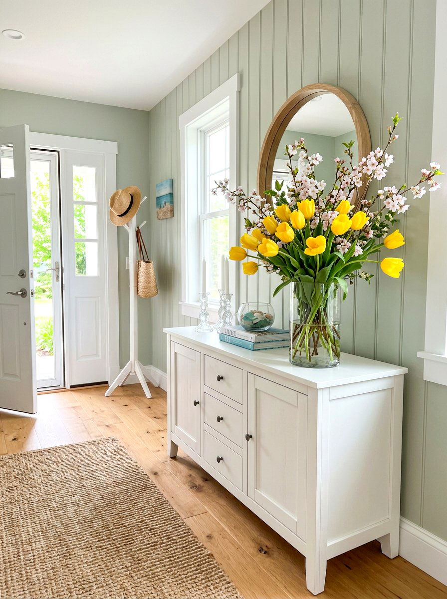 Floral Entryway Accent - 30 spring hallway refresh ideas