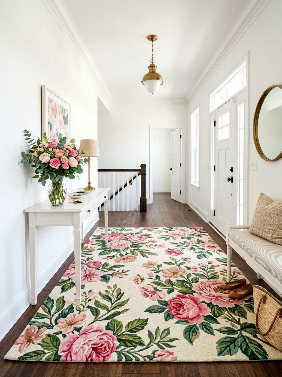 Floral Foyer Rug - 30 foyer rug ideas