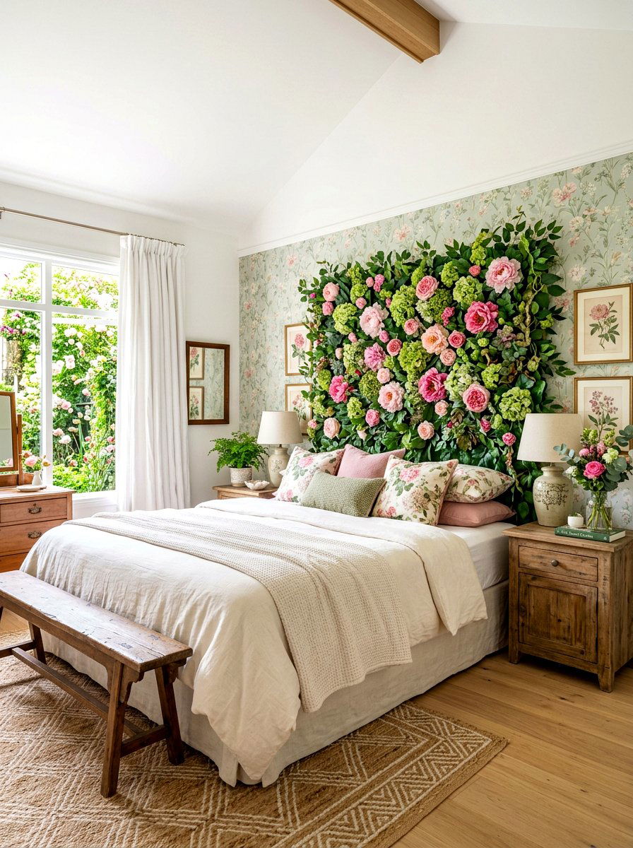Floral Garden Headboard - 30 storybook bedroom ideas