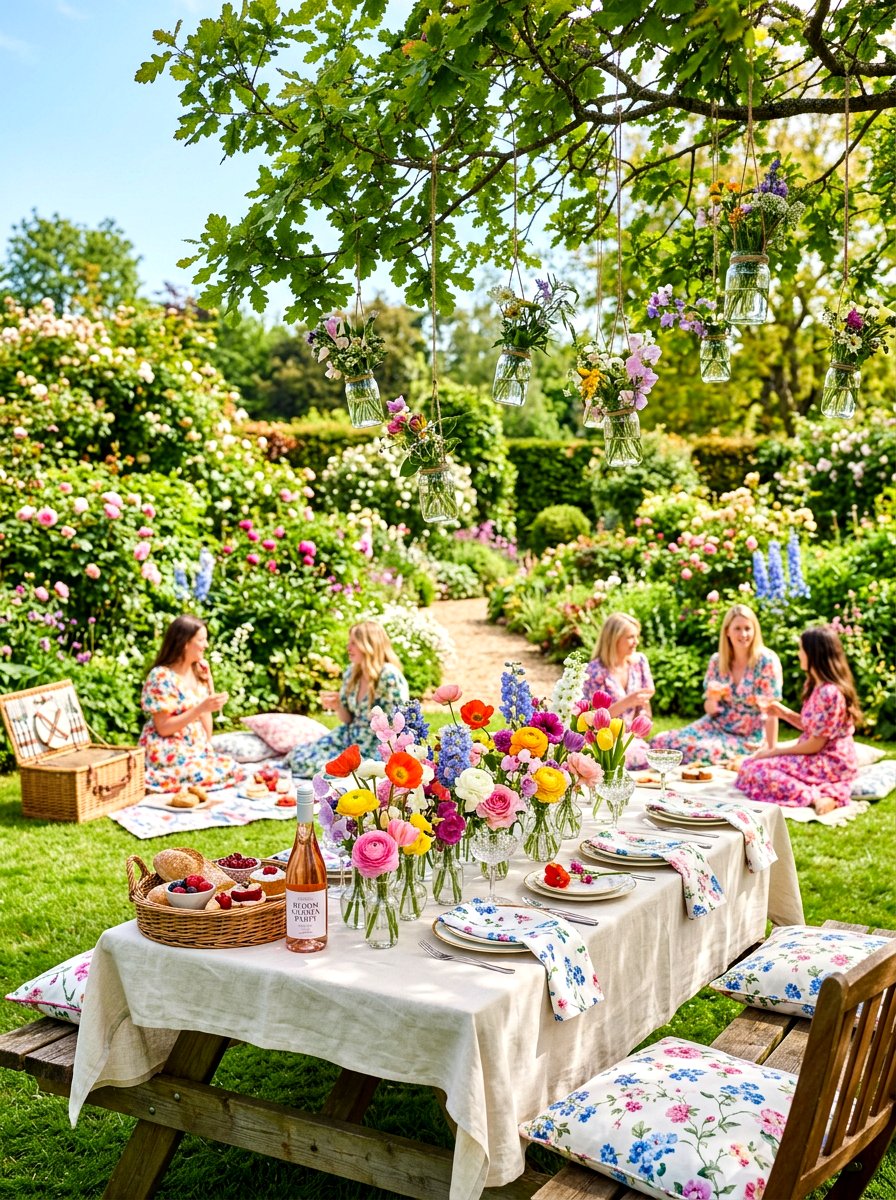 Floral Garden Party - 30 backyard picnic decor ideas