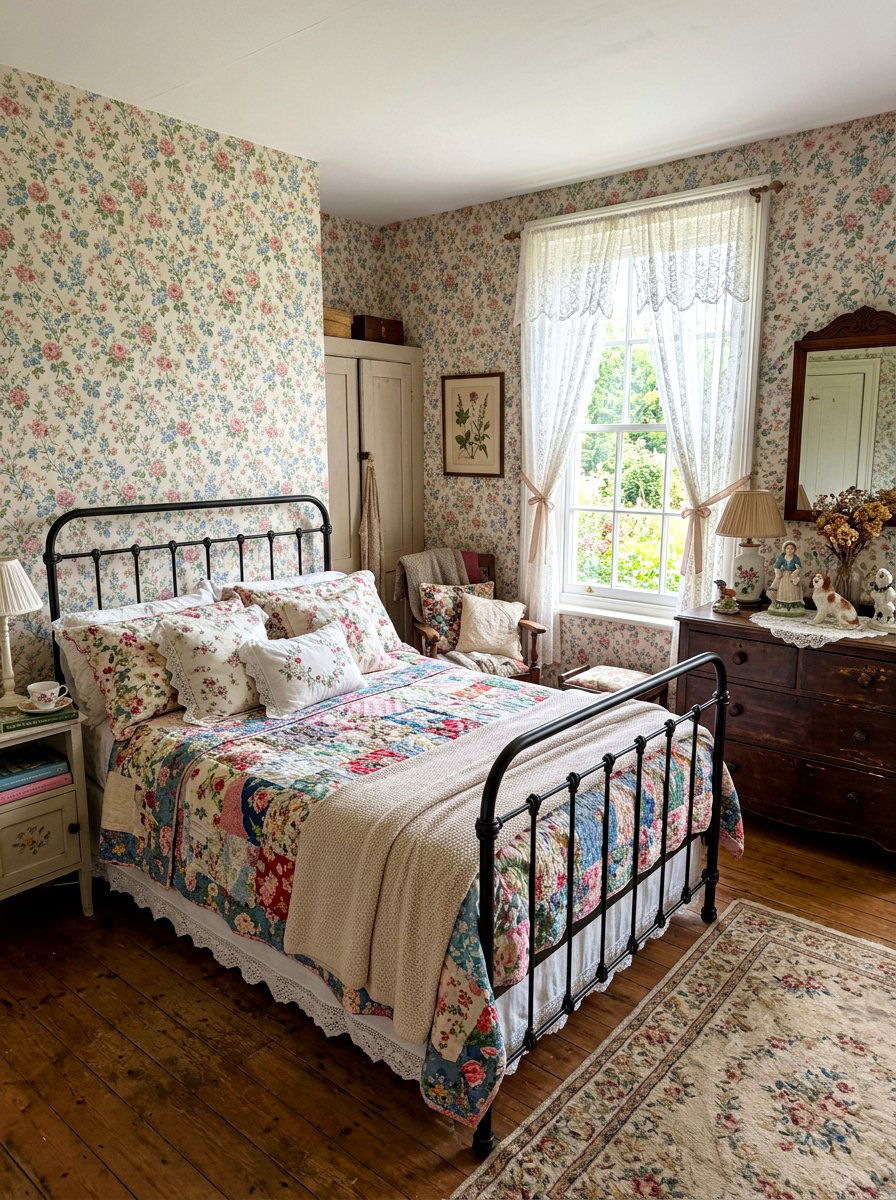 Floral Grandmacore Nostalgia Core Bedroom - 30 nostalgia core bedroom ideas