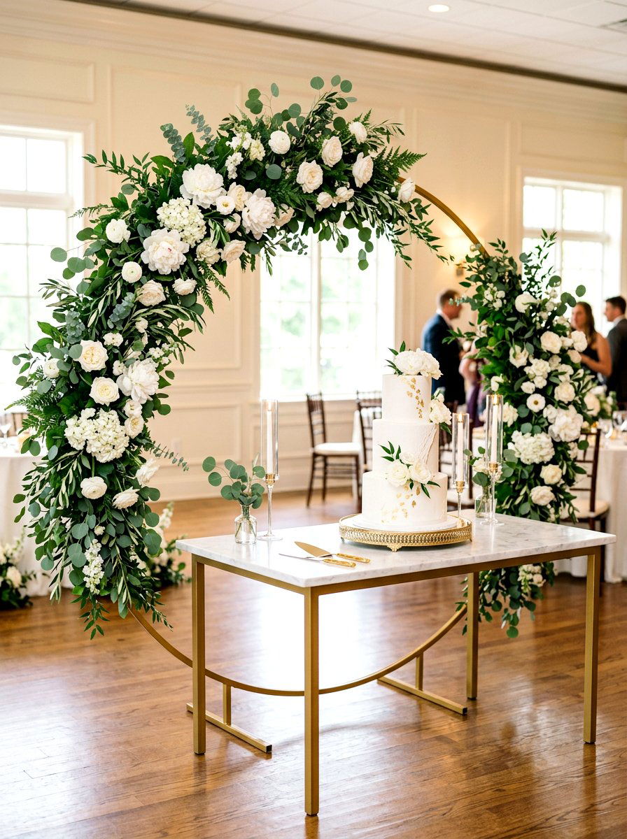 Floral Hoop Frame - 30 cake table decor ideas