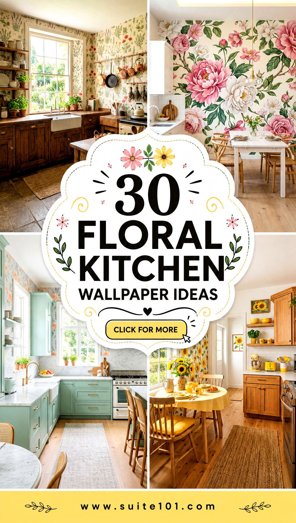 Floral Kitchen Wallpaper Ideas 30 Blooming Wall Makeovers - Floral Kitchen Wallpaper Ideas: 30 Blooming Wall Makeovers
