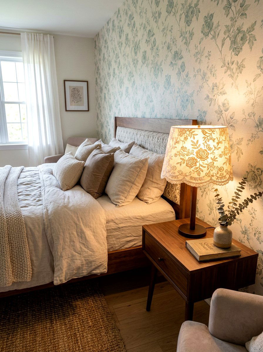 Floral Lace Lampshade - 30 lace bedroom decor ideas
