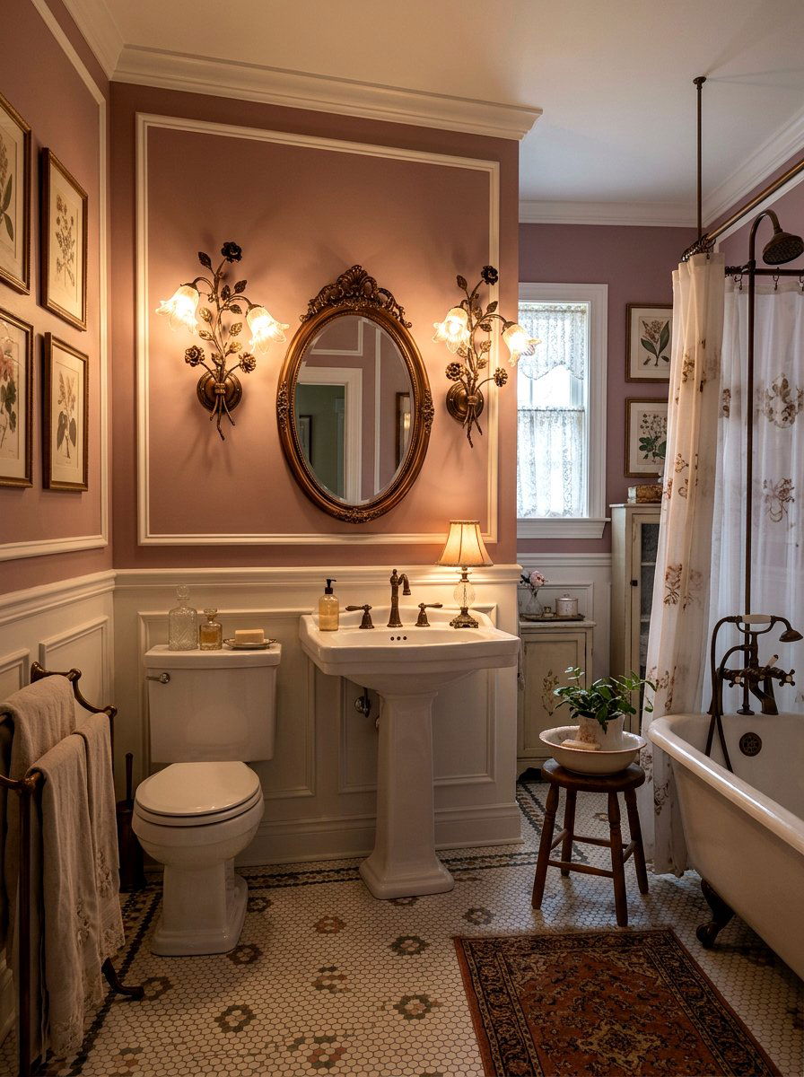 Floral Lighting Fixture - 30 vintage floral bathroom ideas