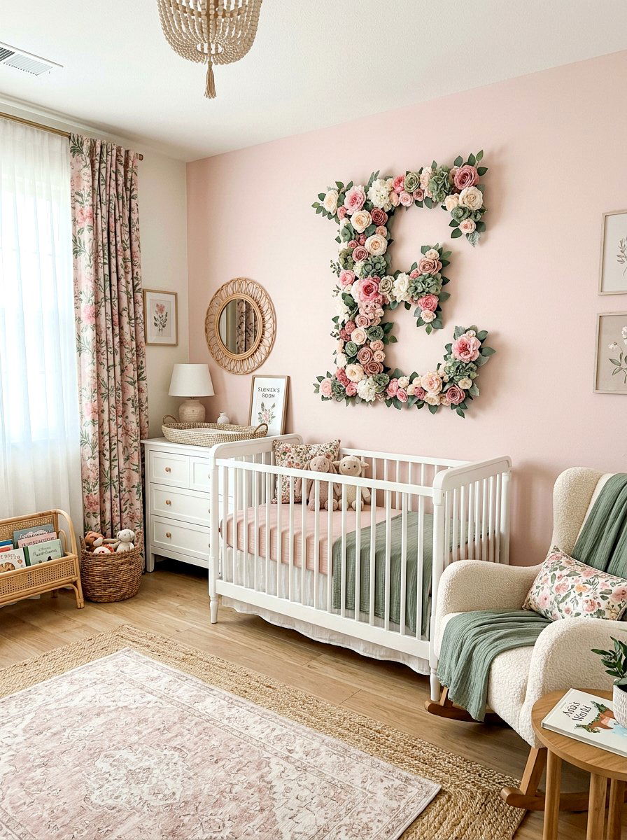 Floral Monogram Wall Decor - 30 monogram nursery ideas