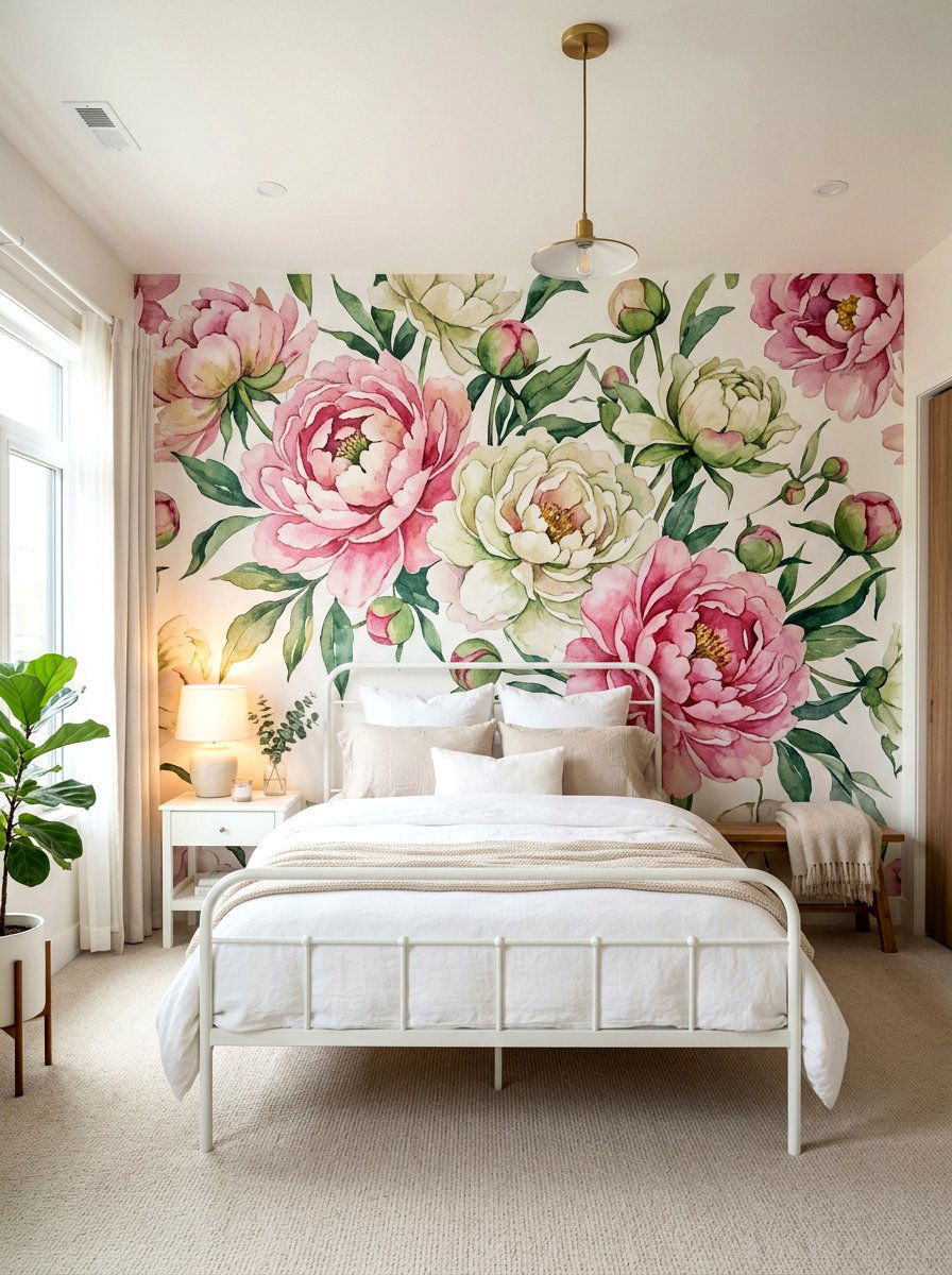 Floral Mural Wallpaper - 30 flower market bedroom ideas