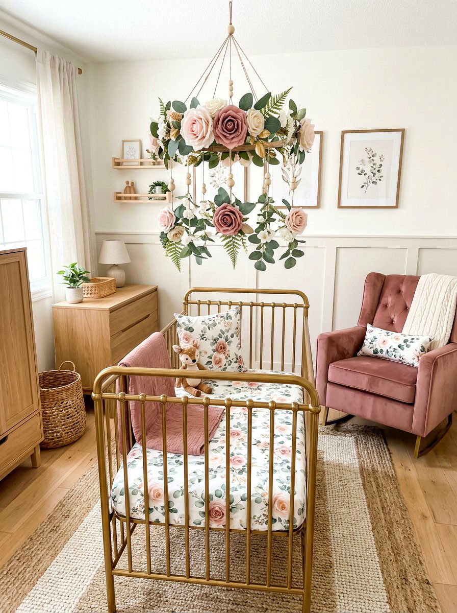 Floral Nursery Mobile - 30 mobile decor nursery ideas