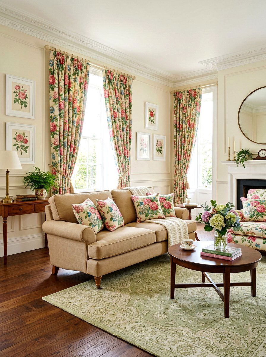 Floral Pattern Traditional Living Room - 30 layered traditional living room ideas