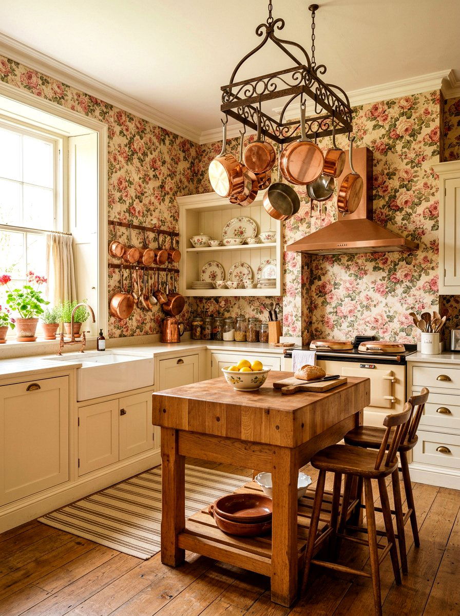 Floral Pattern Walls - 30 maximalist kitchen ideas