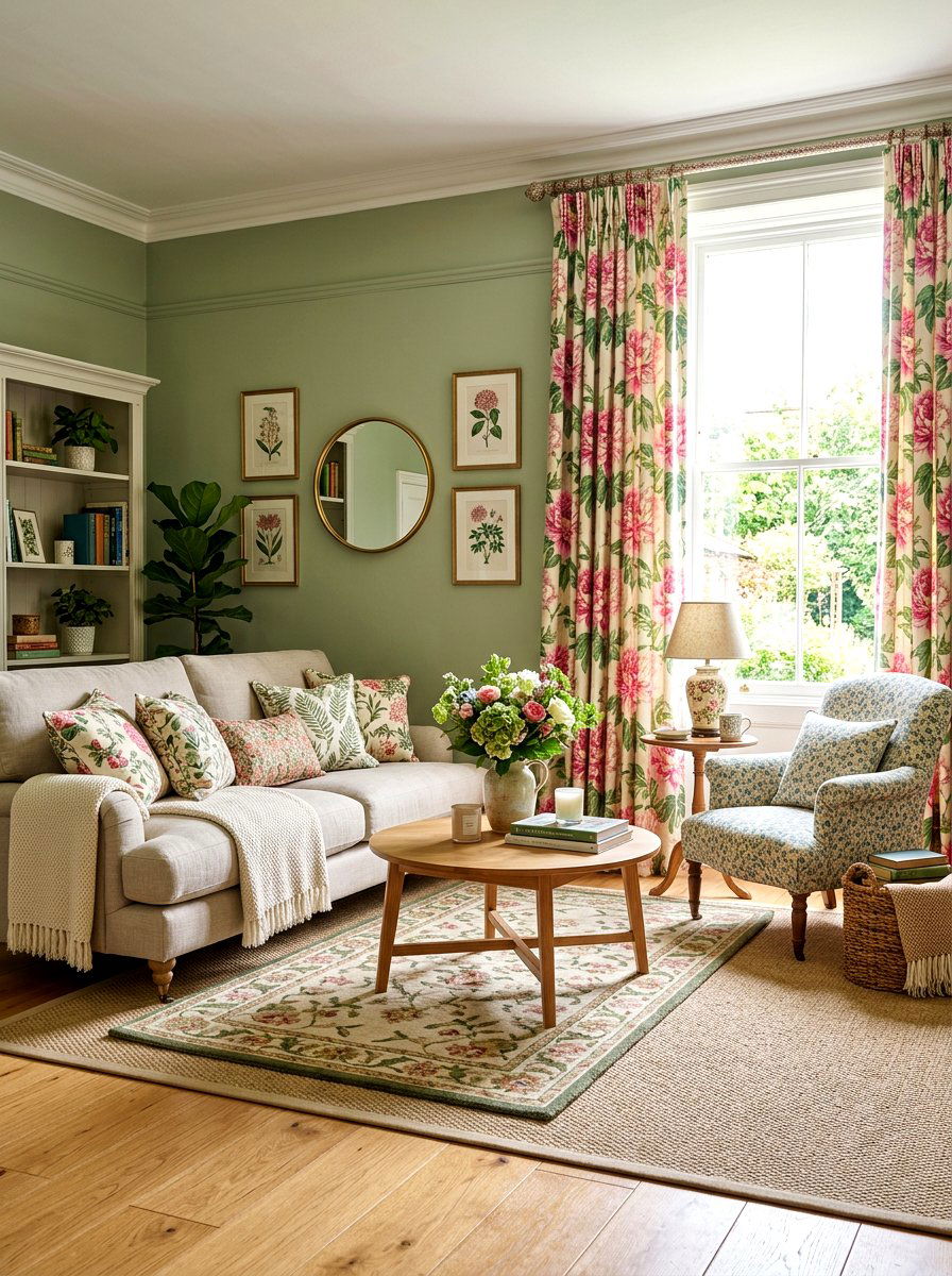 Floral Patterned Living Room - 30 French country living room ideas