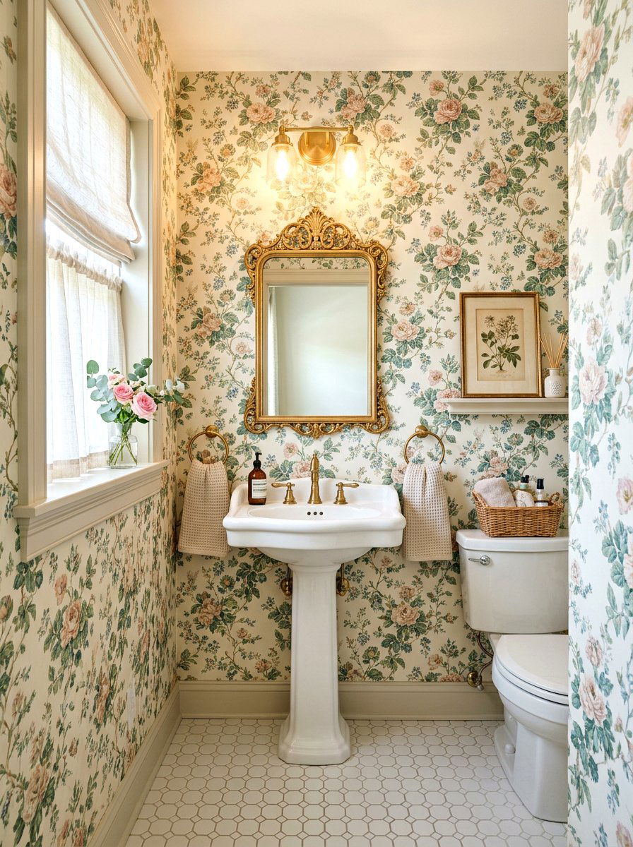 Floral Patterned Wallpaper - 30 french country decor ideas