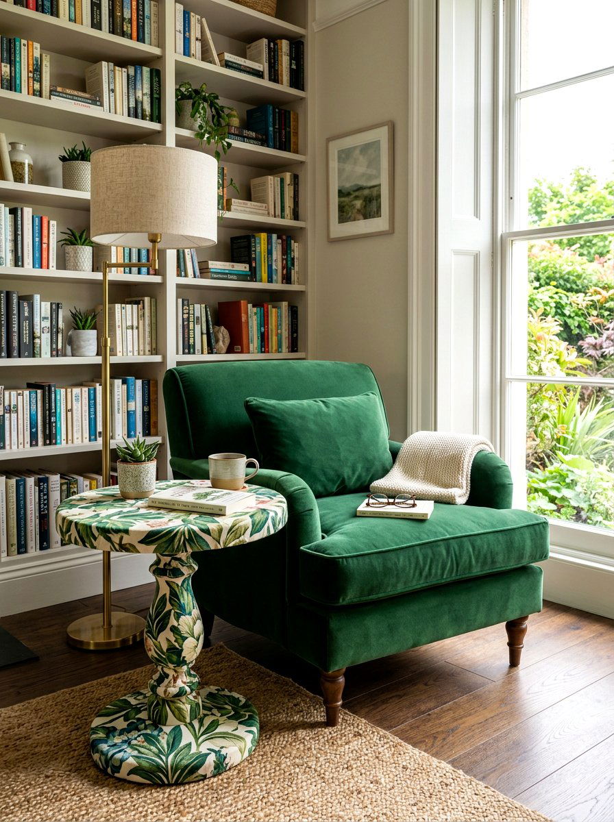 Floral Pedestal Side Table - 30 fabric covered side table ideas
